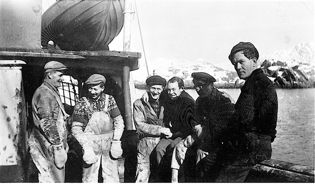1950ca - Magnus Setså, Arne Ottebergsen, x, Markus Kristiansen, Kåre Kristiansen, Kristian Kaspersen - Foto- FB - Kilde Oscar Berg - Nordlandsmuseets samling